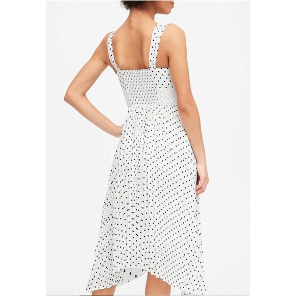 Banana Republic Cut Out Pleated Polka Dot Dress SIZE 10 - Picture 3 of 9
